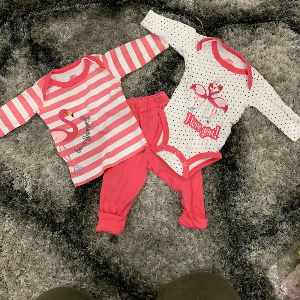 White and fushia matching set